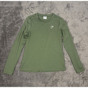 Gymshark Shirt Mens Medium Green Active Breathable Lightweight Long Sleeve